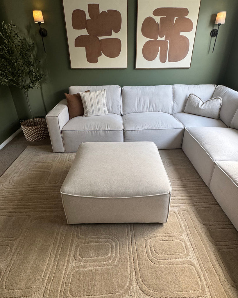 Jafina Beige Abstract Hand-Tufted Rug