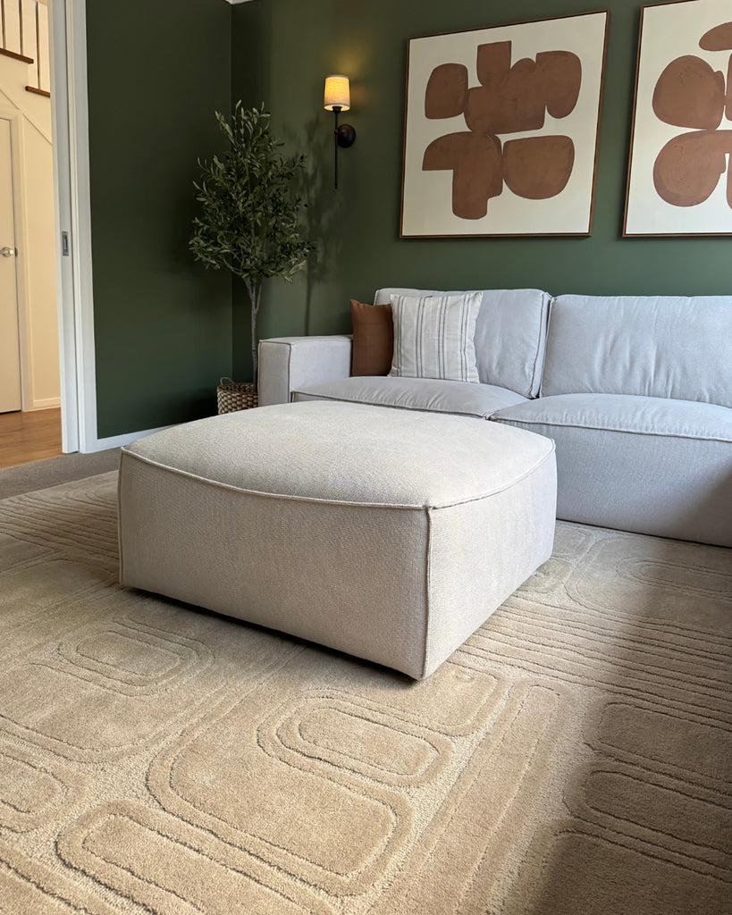 Jafina Beige Abstract Hand-Tufted Rug