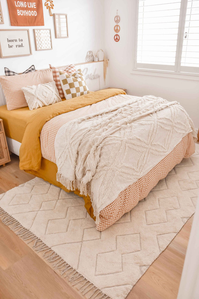 Jahna Cream Beige Diamond Tribal Washable Rug