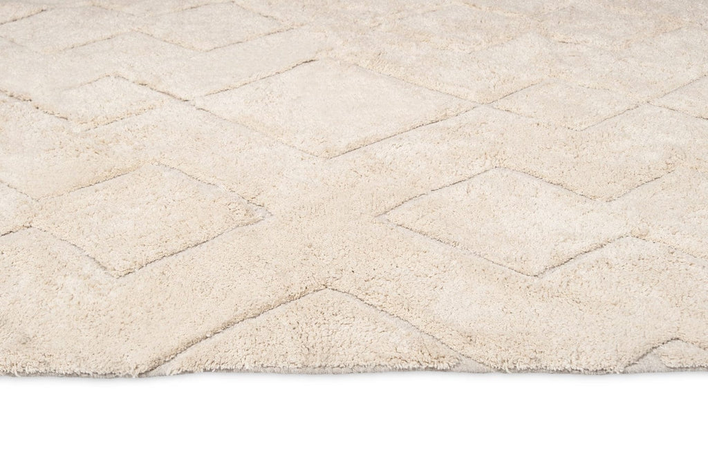 Jahna Cream Beige Diamond Tribal Washable Rug