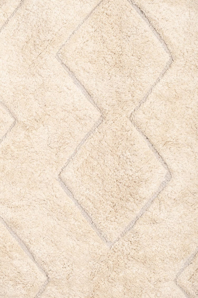 Jahna Cream Beige Diamond Tribal Washable Rug
