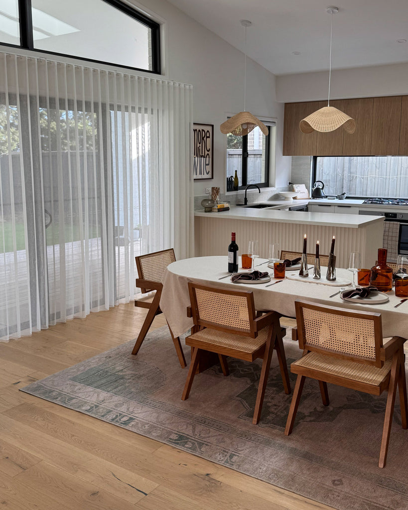 Janella Beige and Green Medallion Washable Rug