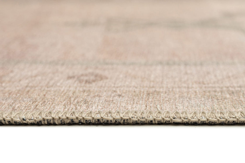 Janella Beige and Green Medallion Washable Runner Rug