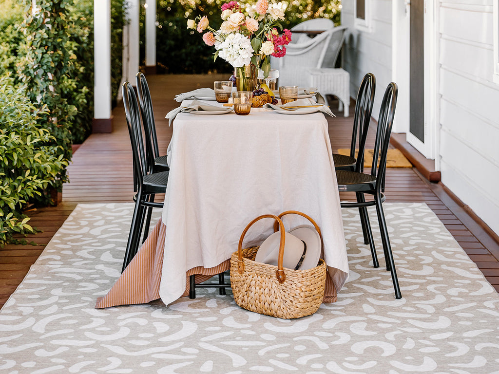 Jazlyn Beige Cream Indoor Outdoor Washable Rug