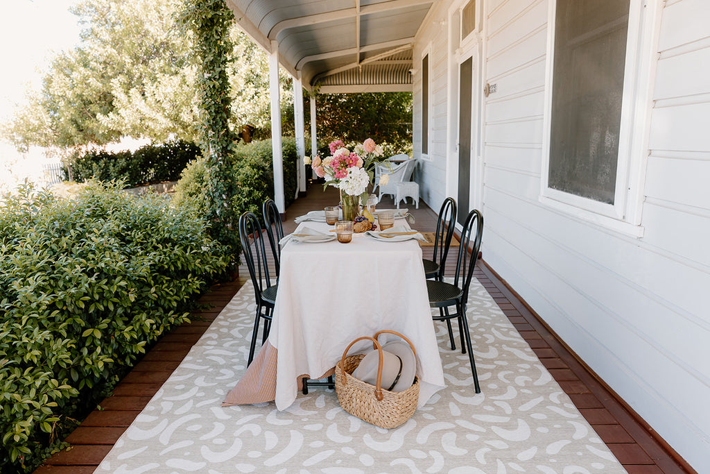 Jazlyn Beige Cream Indoor Outdoor Washable Rug
