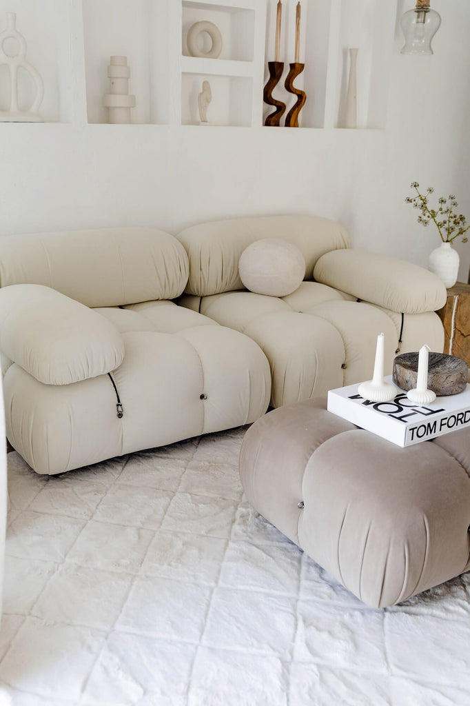 Jessa Ivory Cream Diamond Shag Rug