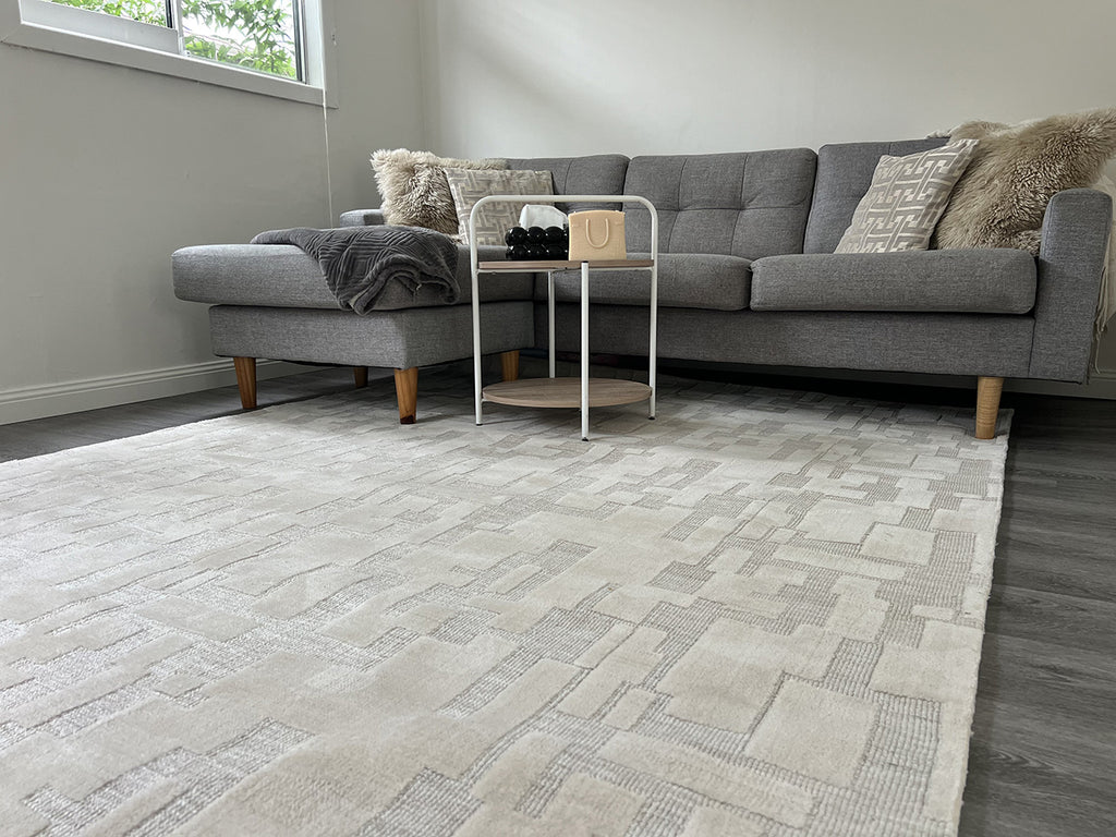 Jessie Ivory Cream Abstract Textured Rug