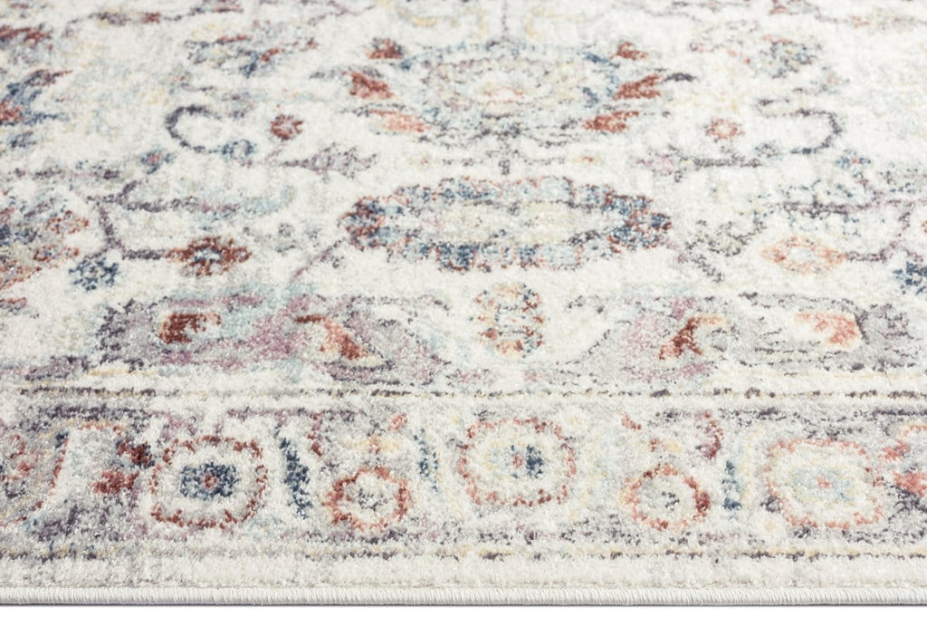 Jinnie Cream and Purple Multi-Colour Distressed Rug