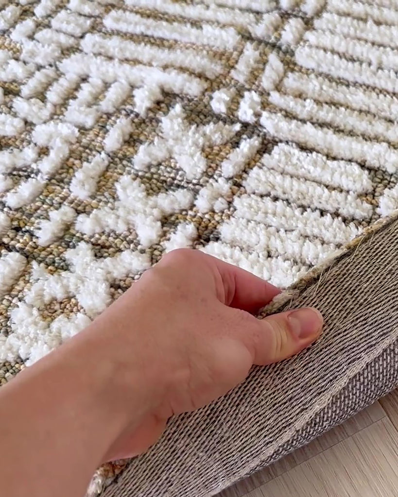 Jordan Mustard and Beige Geometric Modern Round Rug