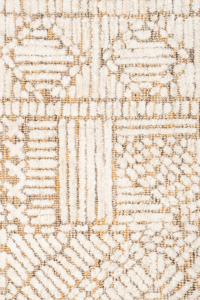 Jordan Mustard and Beige Geometric Modern Round Rug