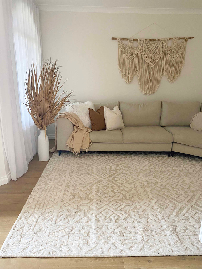 Josephine Ivory and Cream Tribal Transitional Rug