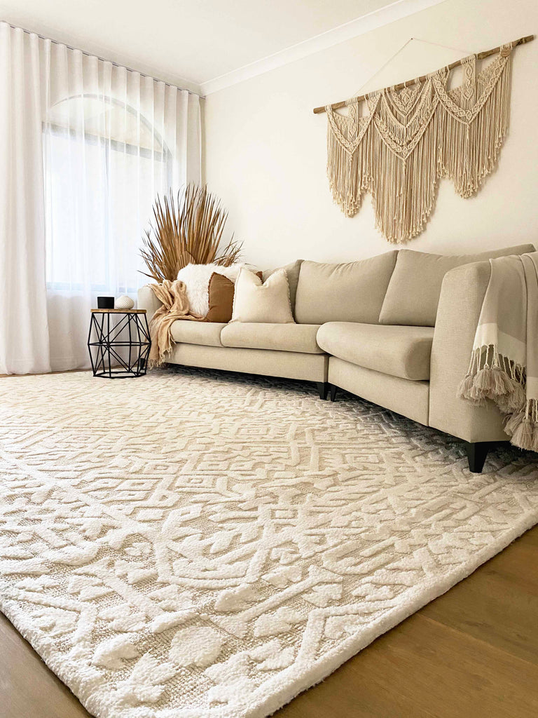 Josephine Ivory and Cream Tribal Transitional Rug