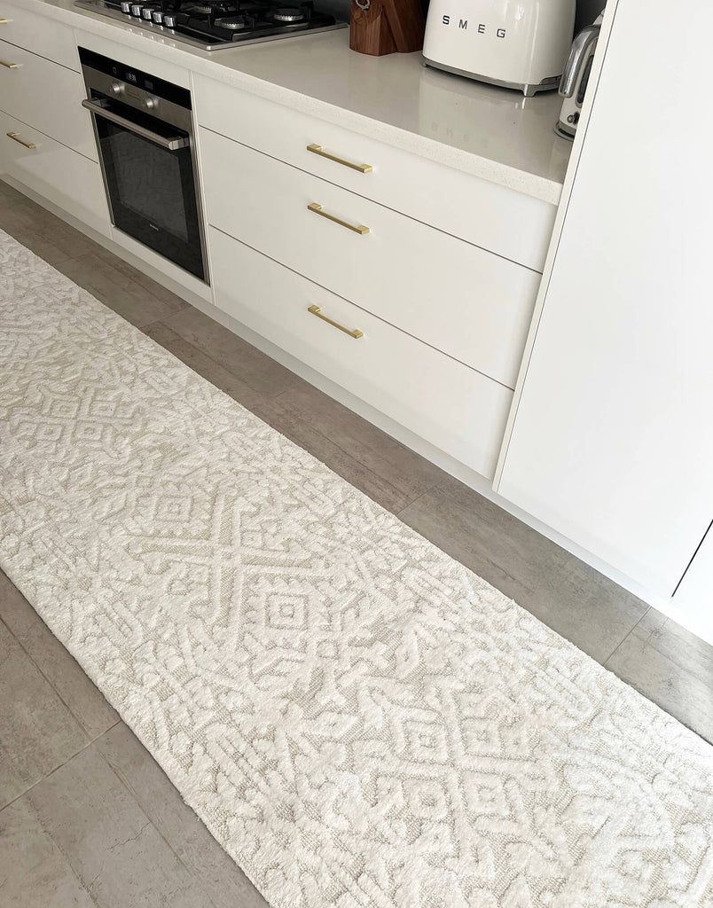 Josephine Ivory and Cream Tribal Transitional Runner Rug