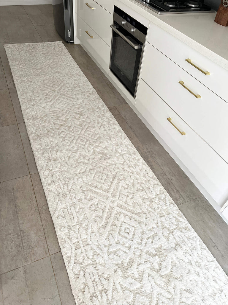 Josephine Ivory and Cream Tribal Transitional Runner Rug