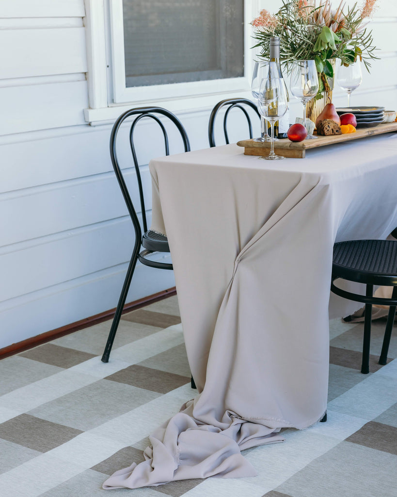 Jura Beige and Ivory Checkered Indoor Outdoor Rug