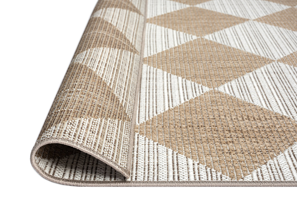 Kalei Brown and Ivory Checkered Flatweave Indoor Outdoor Rug