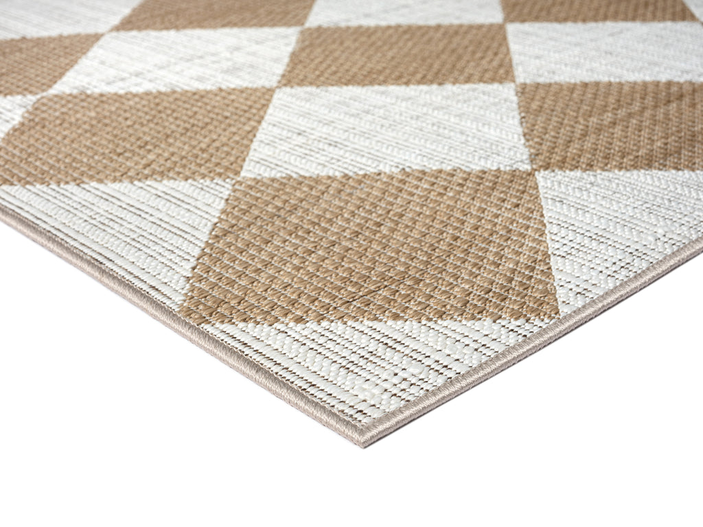 Kalei Brown and Ivory Checkered Flatweave Indoor Outdoor Rug