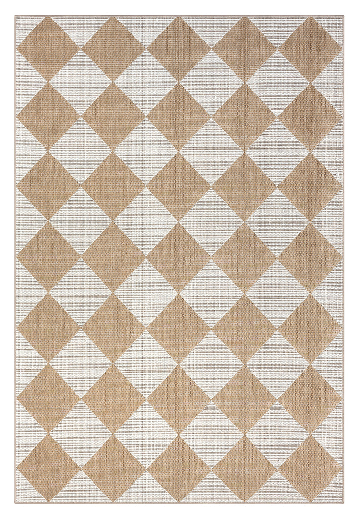Kalei Brown and Ivory Checkered Flatweave Indoor Outdoor Rug