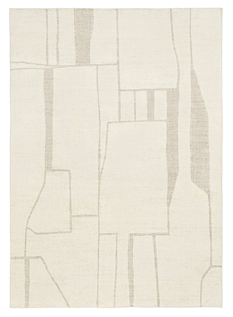 Kaliko Beige Abstract Pattern Washable Rug