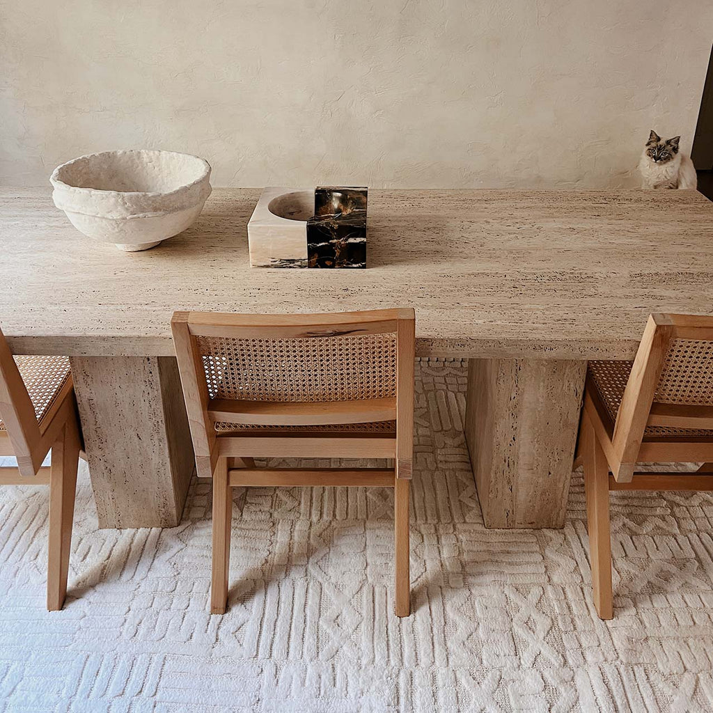 Kalinda Beige and Ivory Geometric Tribal Rug