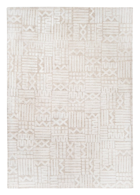 Kalinda Beige and Ivory Geometric Tribal Rug