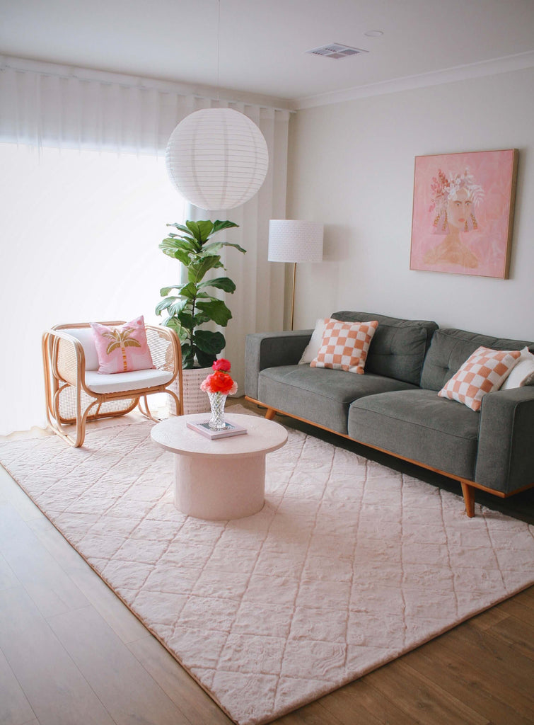 Karlie Blush Pink Diamond Shag Rug