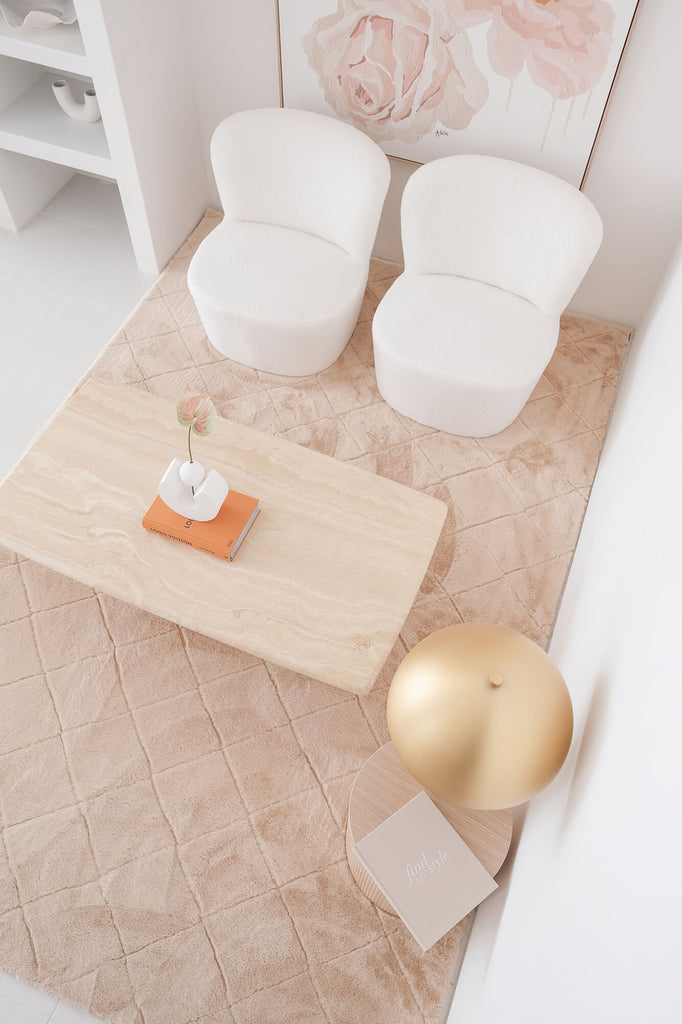 Karlie Blush Pink Diamond Shag Rug