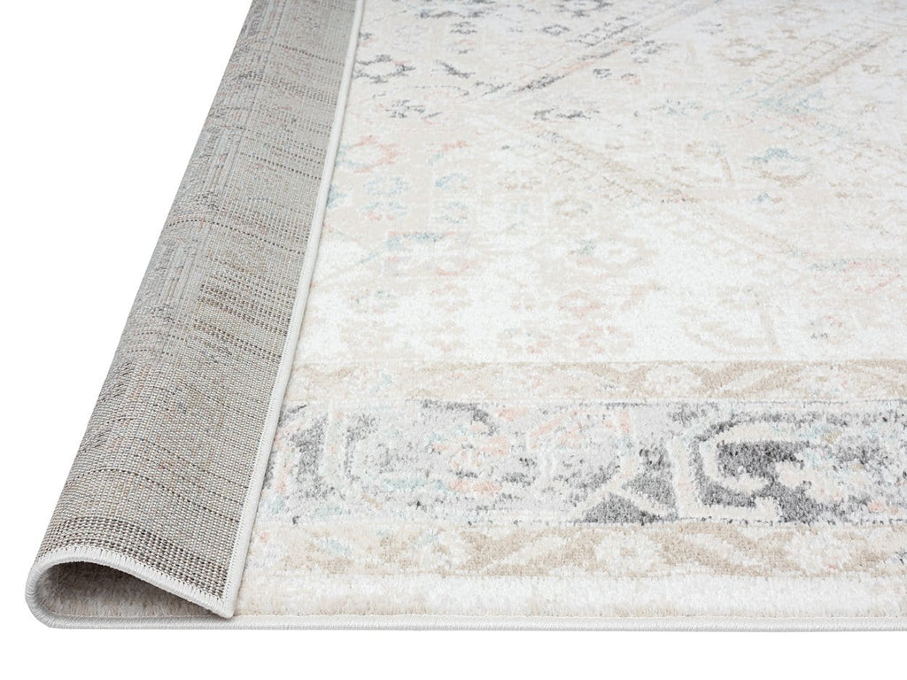 Katya Cream And Grey Multi-Colour Traditional Floral Runner Rug