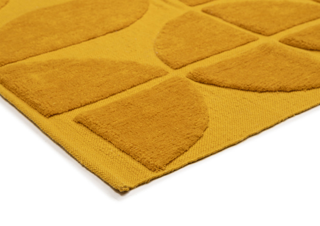 Kay Mustard Geometric Washable Wool Rug