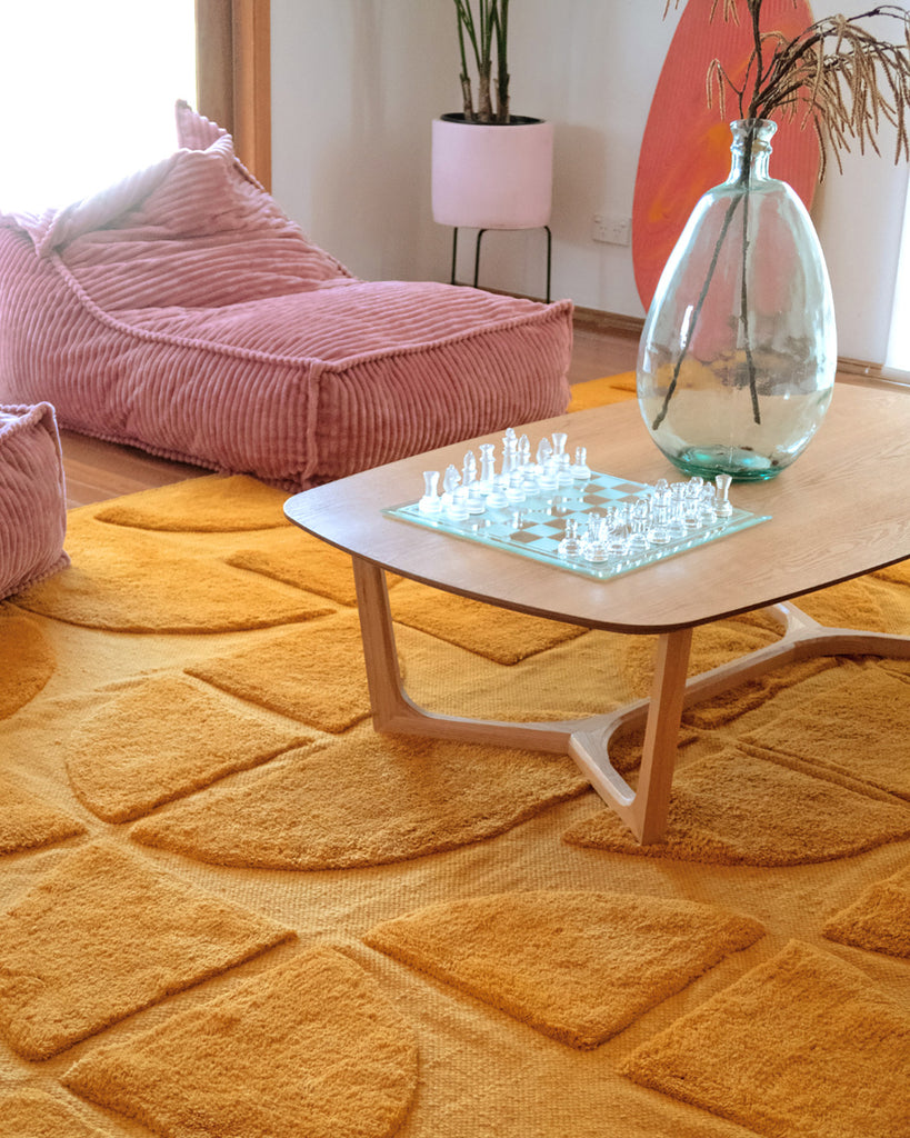 Kay Mustard Geometric Washable Wool Rug