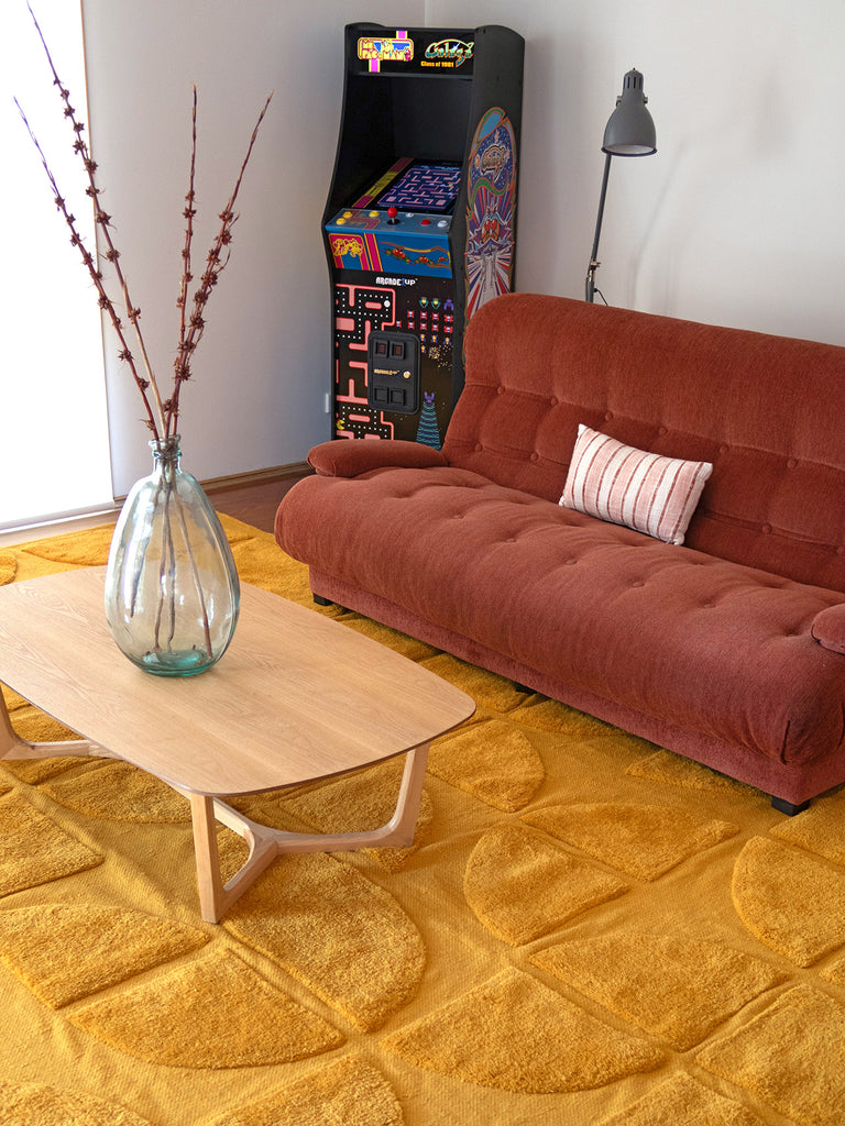 Kay Mustard Geometric Washable Wool Rug