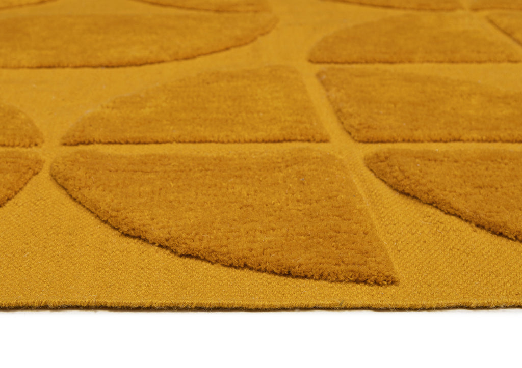Kay Mustard Geometric Washable Wool Rug