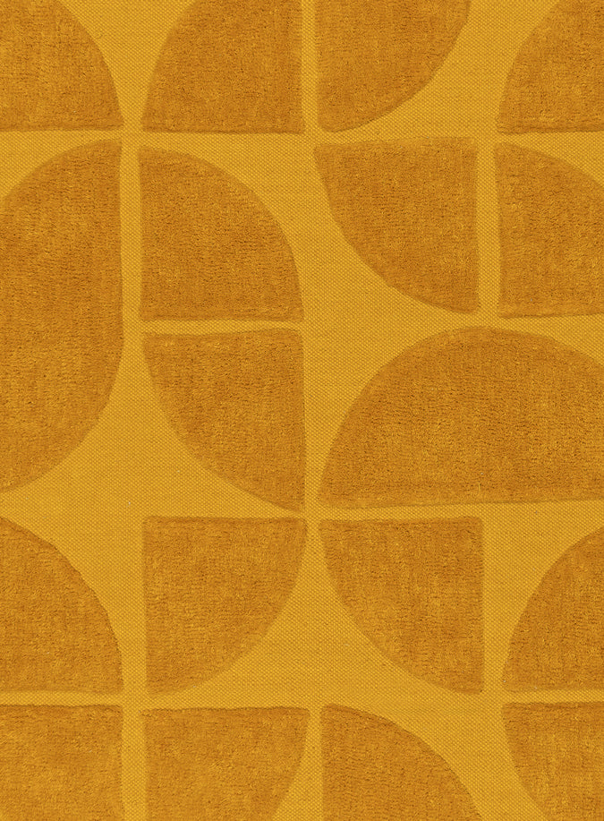 Kay Mustard Geometric Washable Wool Rug