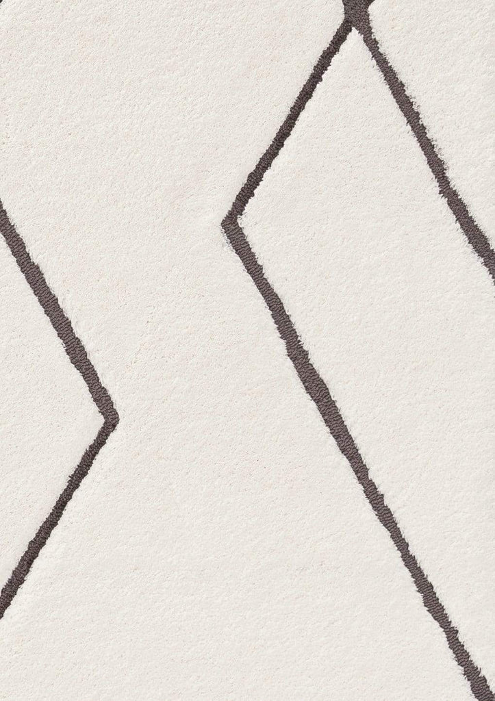 Kayla Cream and Charcoal Grey Tribal Shag Rug