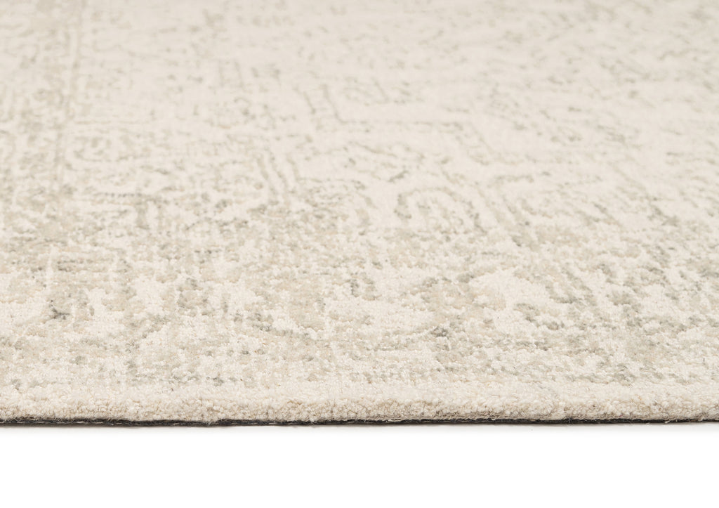 Keena Ivory Gray Medallion Tufted Wool Rug