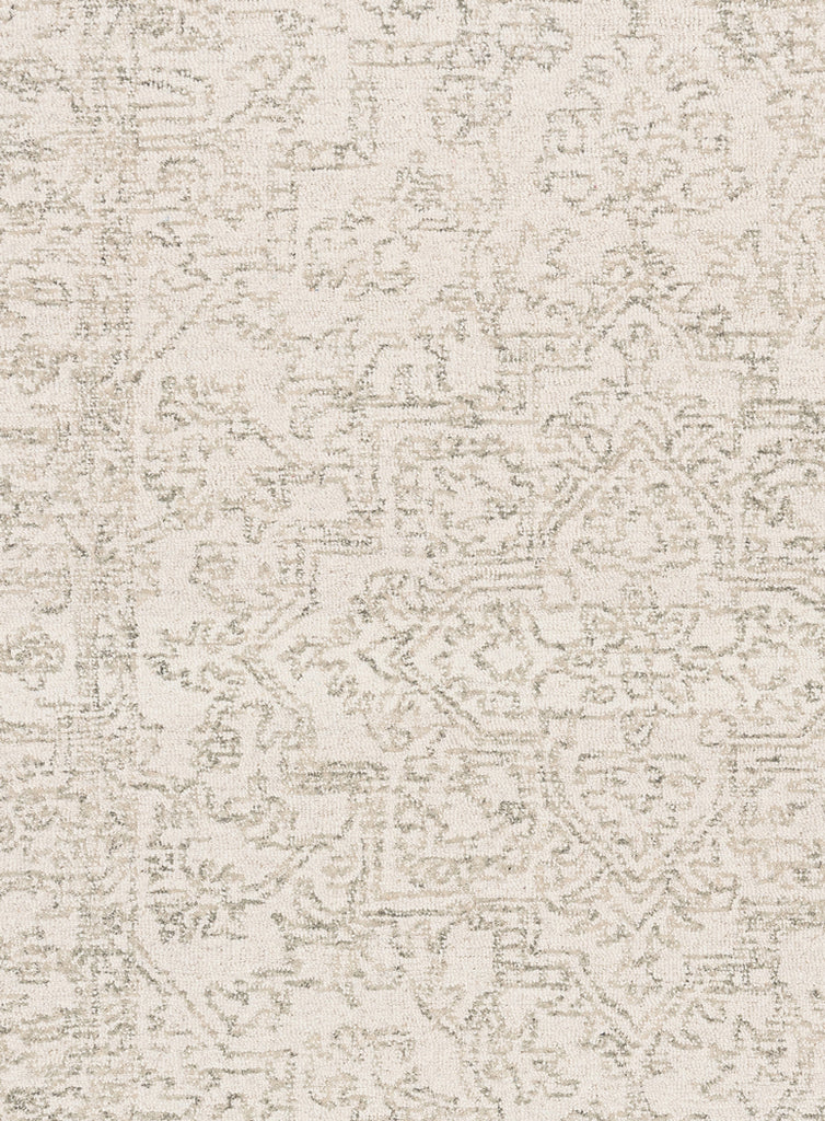 Keena Ivory Gray Medallion Tufted Wool Rug