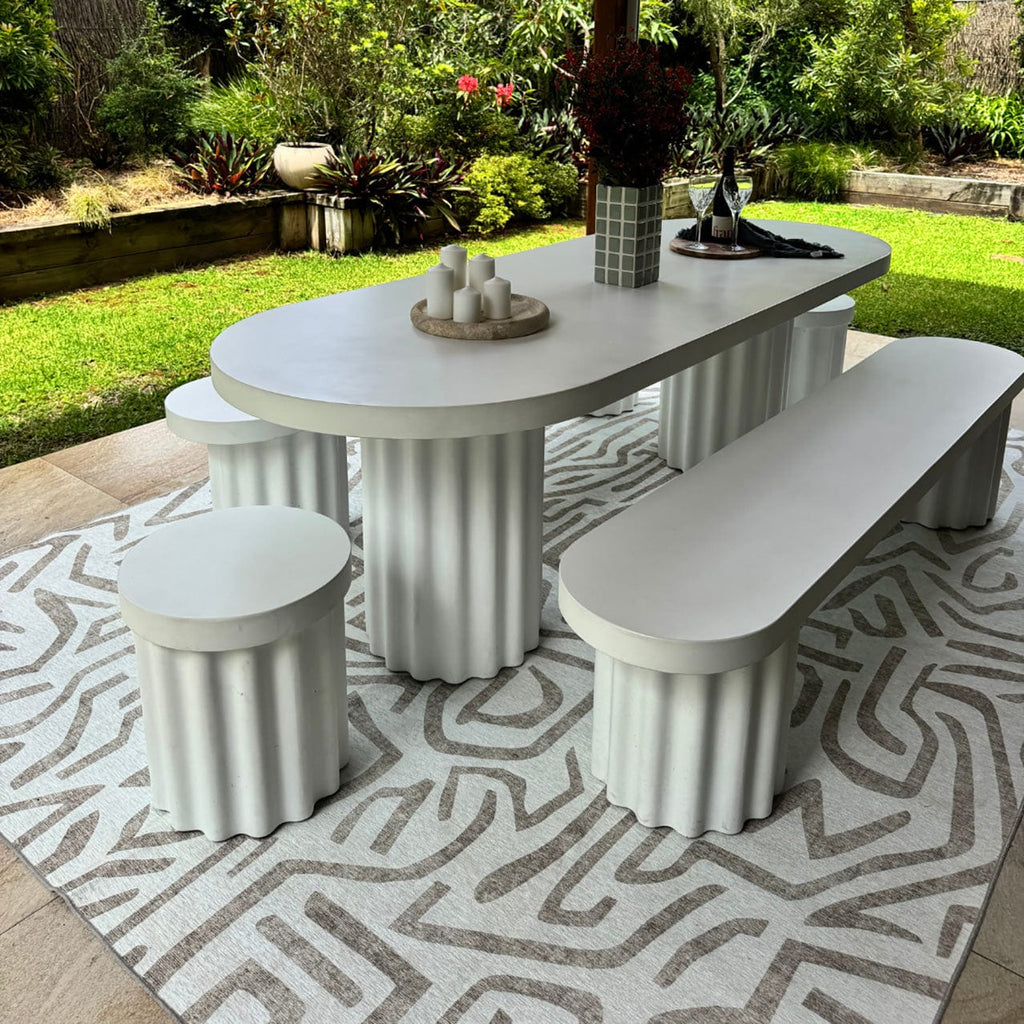 Kensa Grey Cream Indoor Outdoor Washable Rug