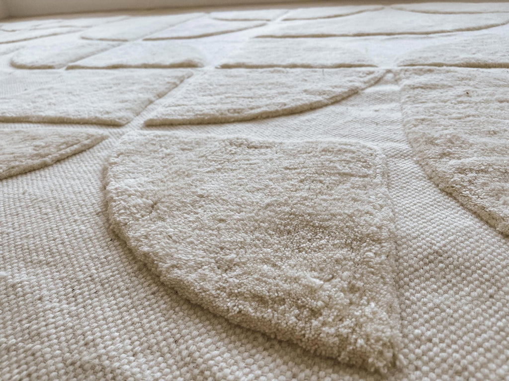 Kikko Geometric Cream Washable Wool Rug