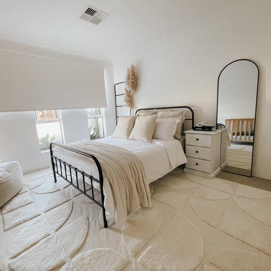 Kikko Geometric Cream Washable Wool Rug