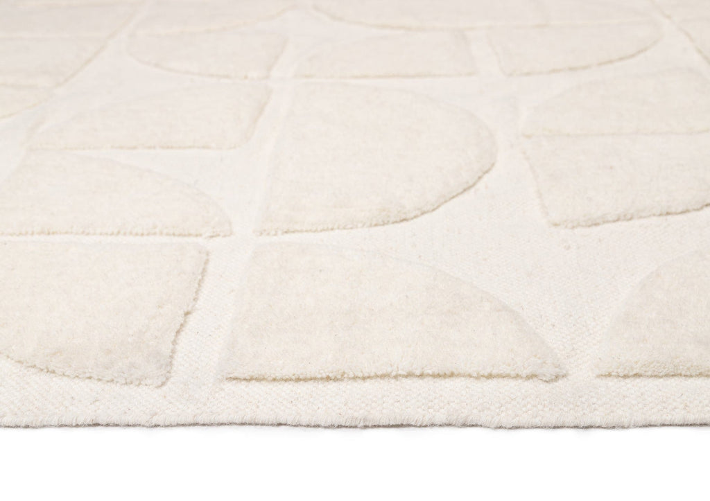 Kikko Geometric Cream Washable Wool Rug