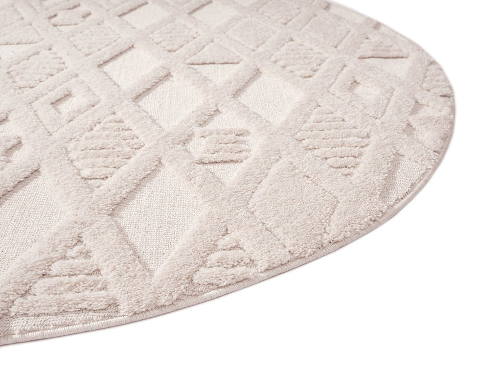 Kira Diamond Detail Textured Round Rug