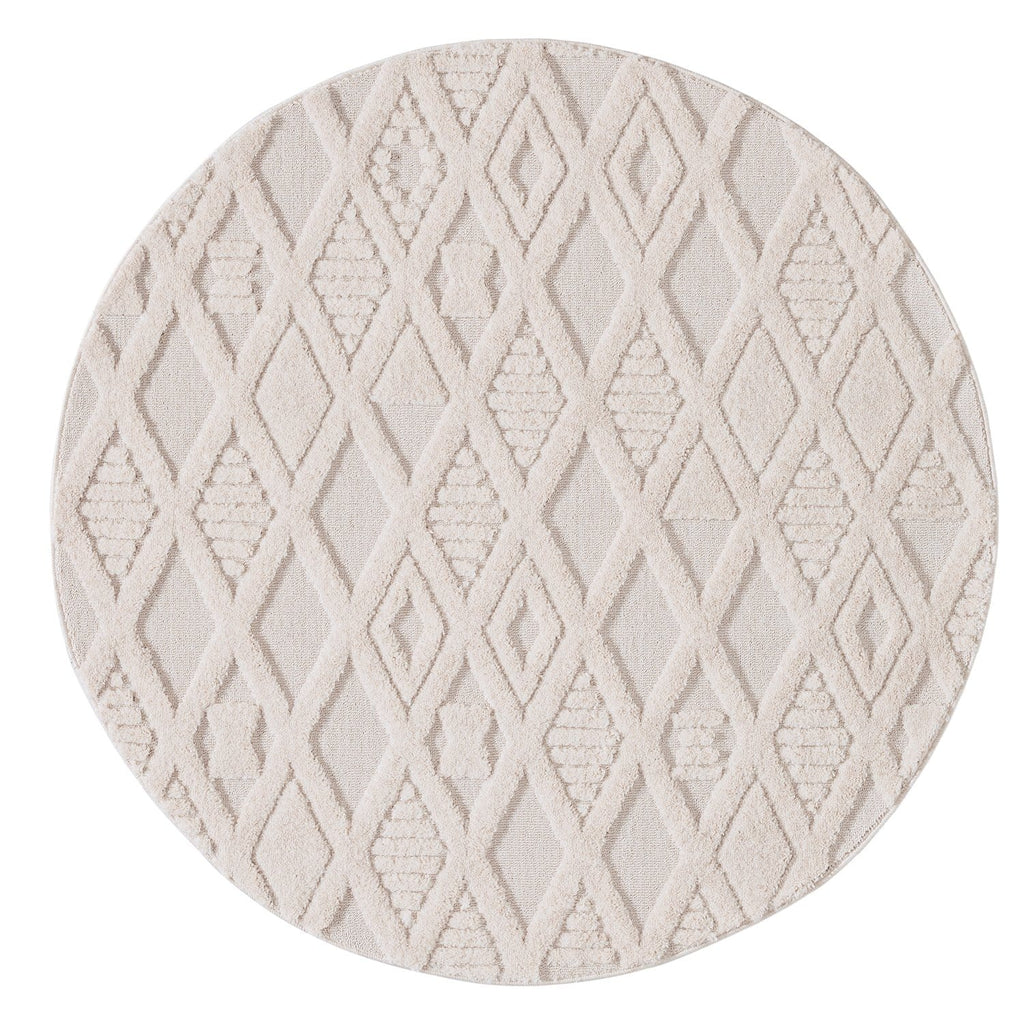 Kira Diamond Detail Textured Round Rug