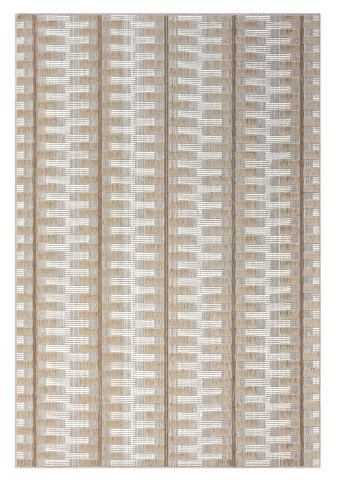 Krystal Brown and Ivory Geometric Flatweave Indoor Outdoor Rug