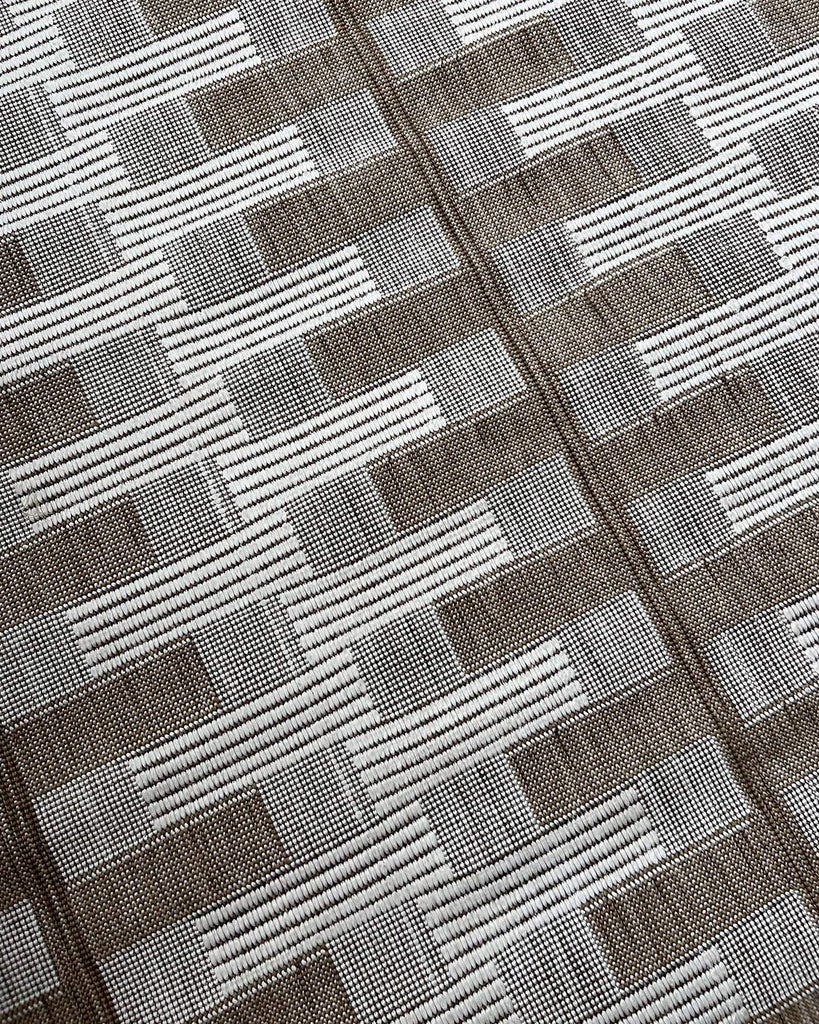 Krystal Brown and Ivory Geometric Flatweave Indoor Outdoor Rug