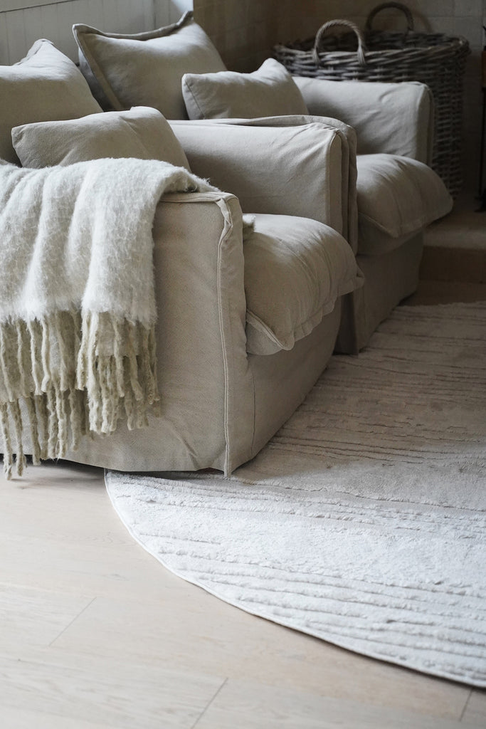 Leilani Ivory Cream Textured Round Rug