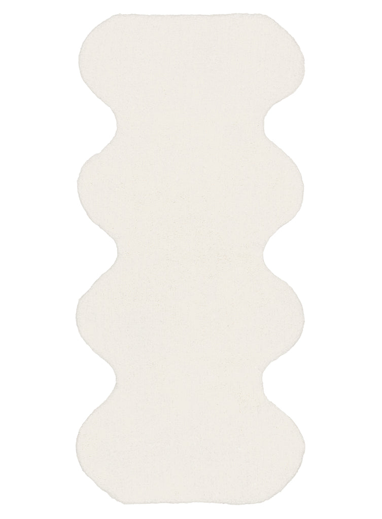 Lianna Cream Scallop Washable Bath Mat