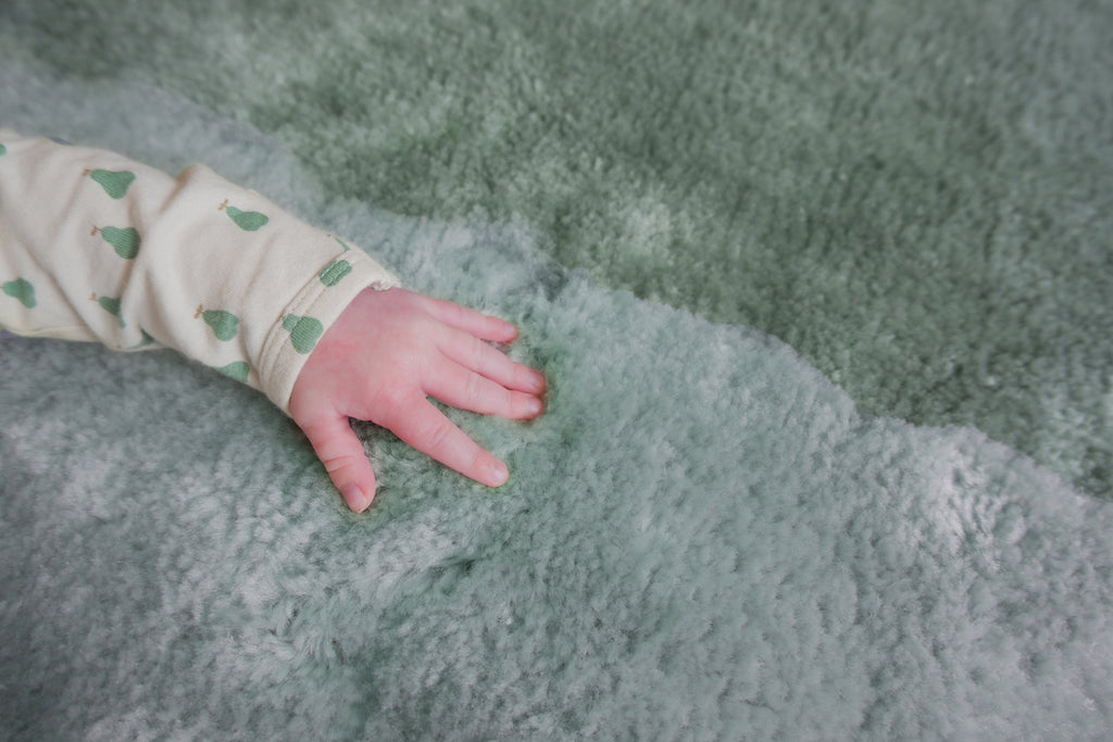 Lila Green Bordered Shag Rug