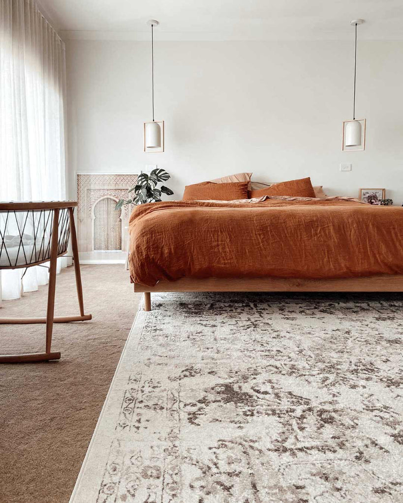 Liliana Cream And Brown Traditional Distressed Floral Rug