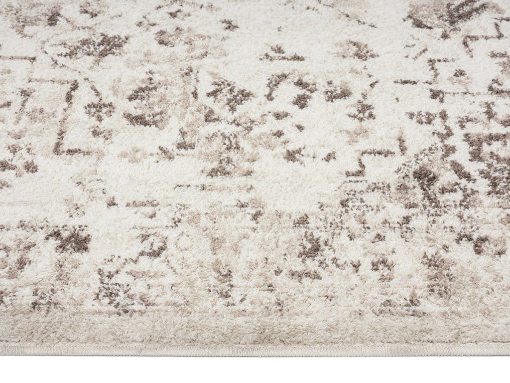 Liliana Cream And Brown Traditional Distressed Floral Runner Rug