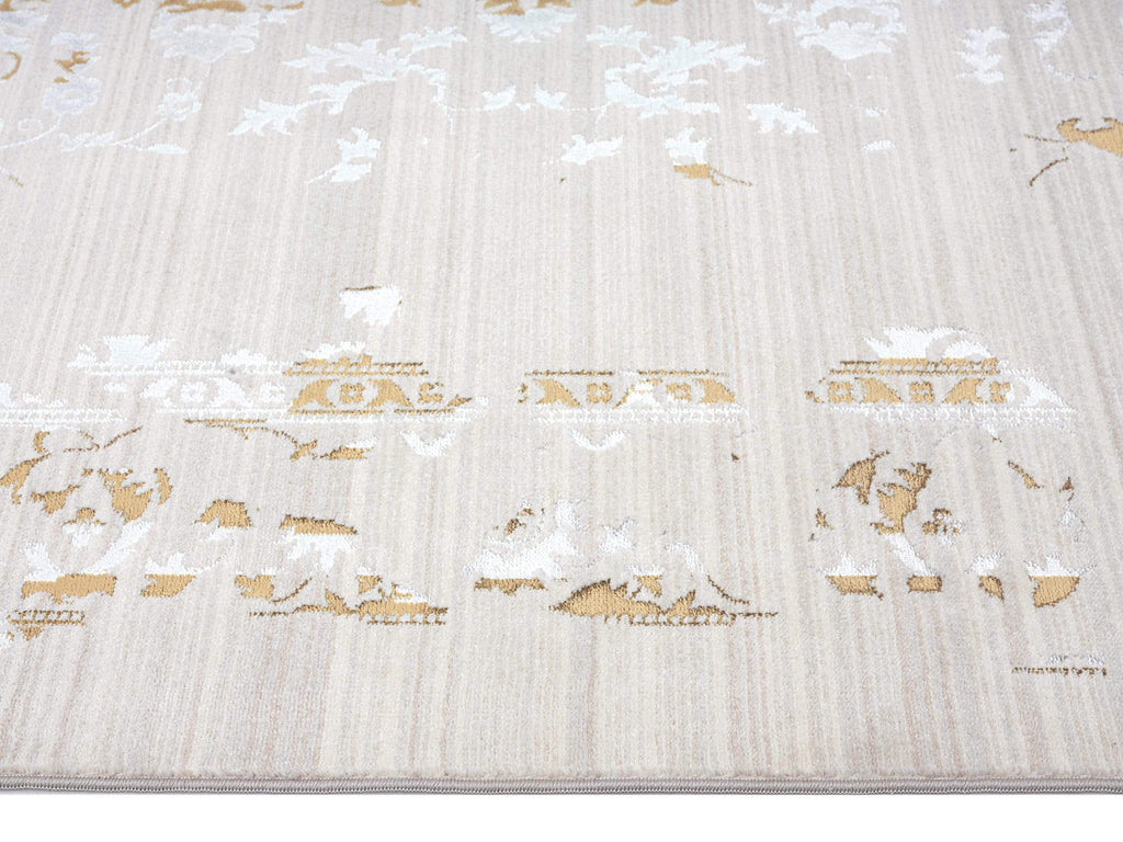 Lindy Cream Ivory And Gold Traditional Floral Rug